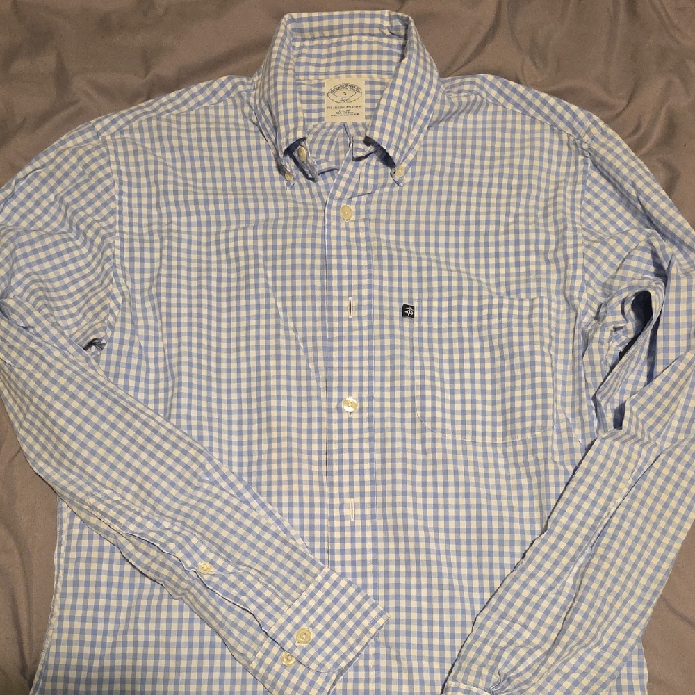 Brooks Brothers Light Blue & White Gingham Button-Down Shirt
